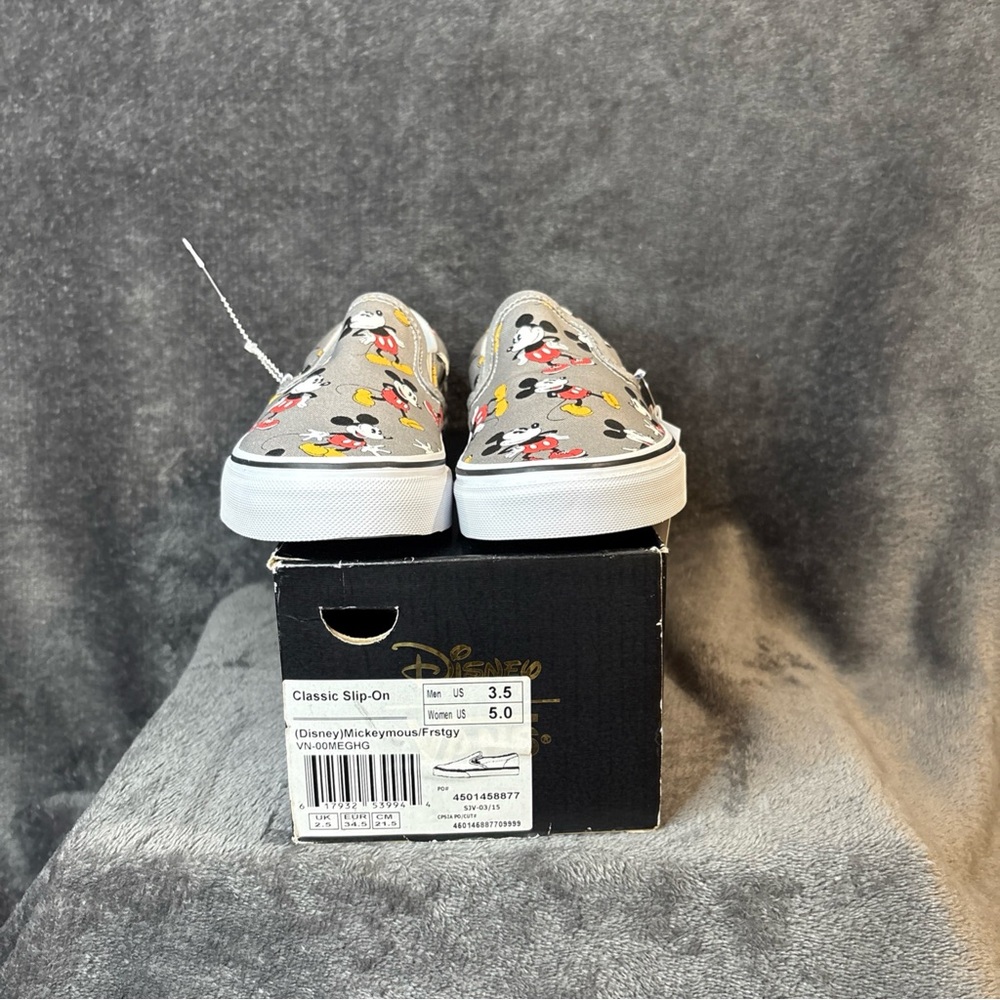 Vans Women's Sz 5 or Men Sz 3.5 Mickey Mouse Gray Slip-On Shoes - Picture 7 of 9